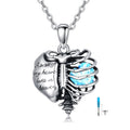 Heart Skeleton Birthstone Urn Necklace