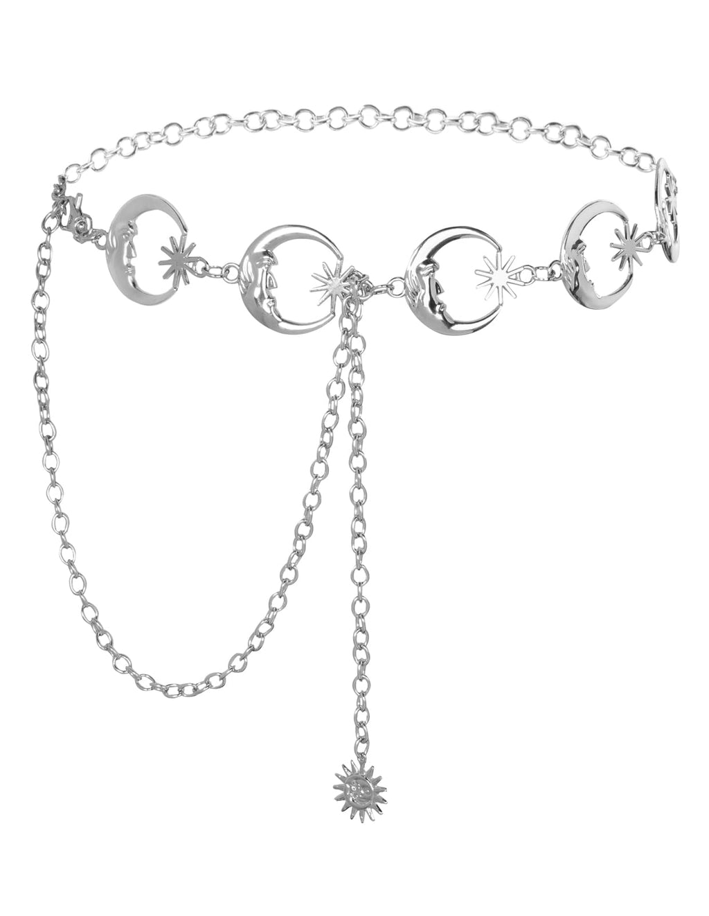 Scarlet Darkness Chain Belts for Women Metal Waist Chain Belts Jeans Western Chain Belt Silver Moon
