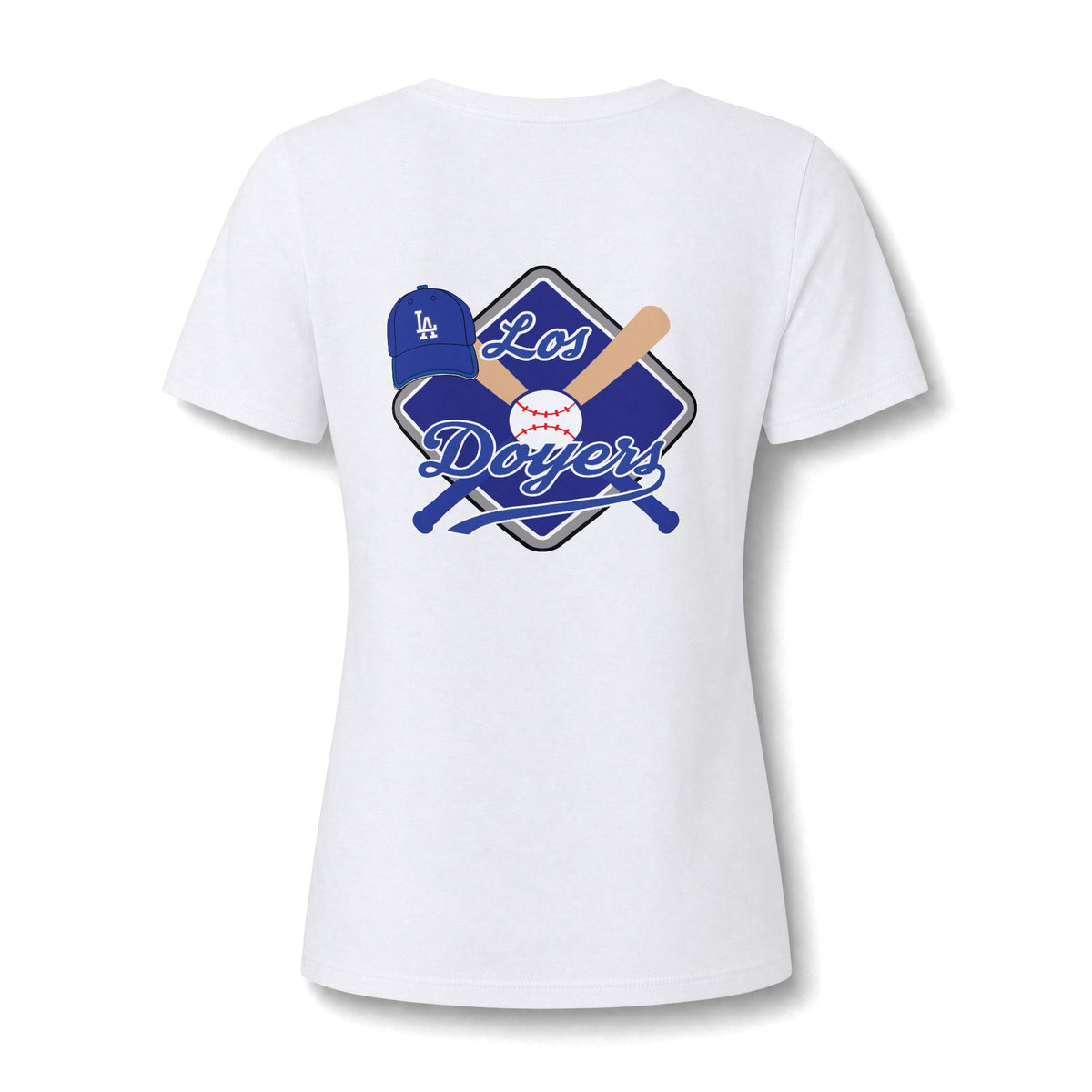 V-Neck Women's Relaxed Tee with Chest Logo — Casual Everyday Shirt