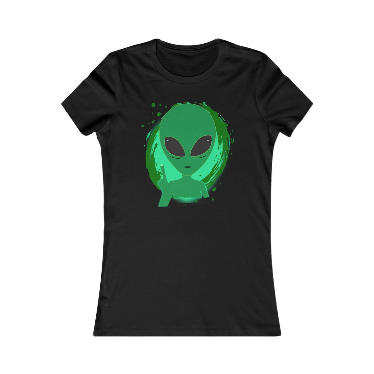 Alien Graphic Tee — Women's Cute Green Alien Shirt