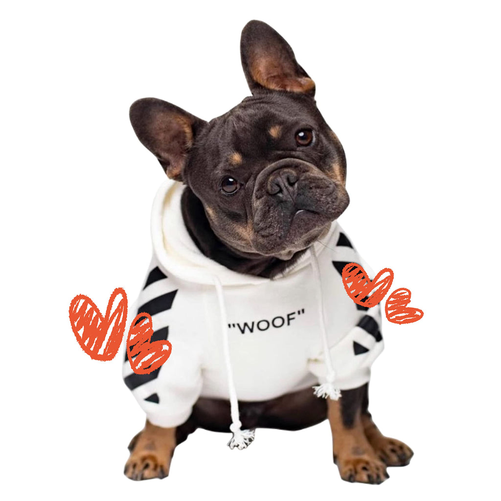 ChoChoCho Stylish Dog Hoodie Dog Clothes Streetwear Cotton Sweatshirt Fashion Outfit for Dogs Cats Puppy Small Medium Large (L White)