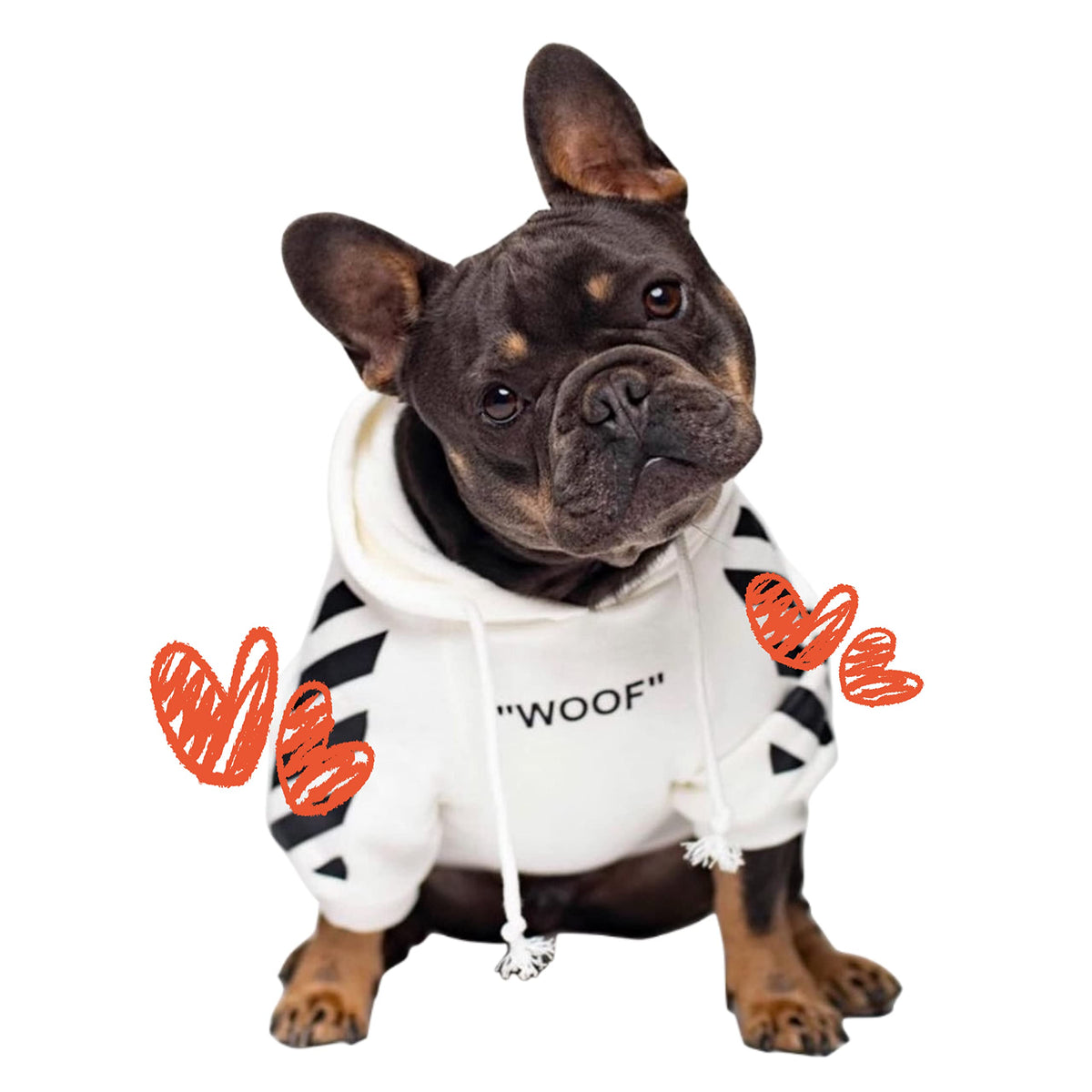 ChoChoCho Stylish Dog Hoodie Dog Clothes Streetwear Cotton Sweatshirt Fashion Outfit for Dogs Cats Puppy Small Medium Large (L White)
