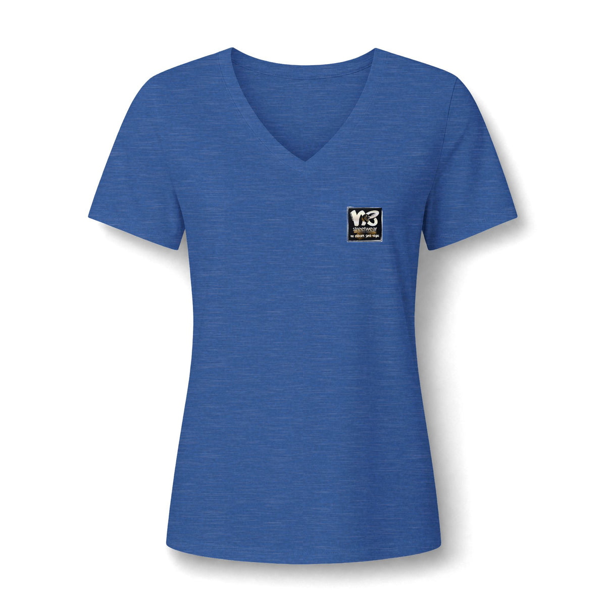 V-Neck Women's Relaxed Tee with Chest Logo — Casual Everyday Shirt