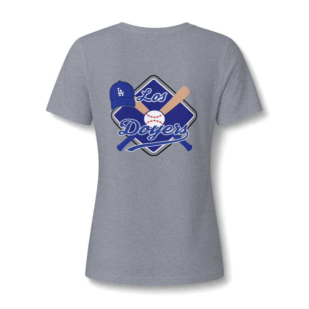 V-Neck Women's Relaxed Tee with Chest Logo — Casual Everyday Shirt