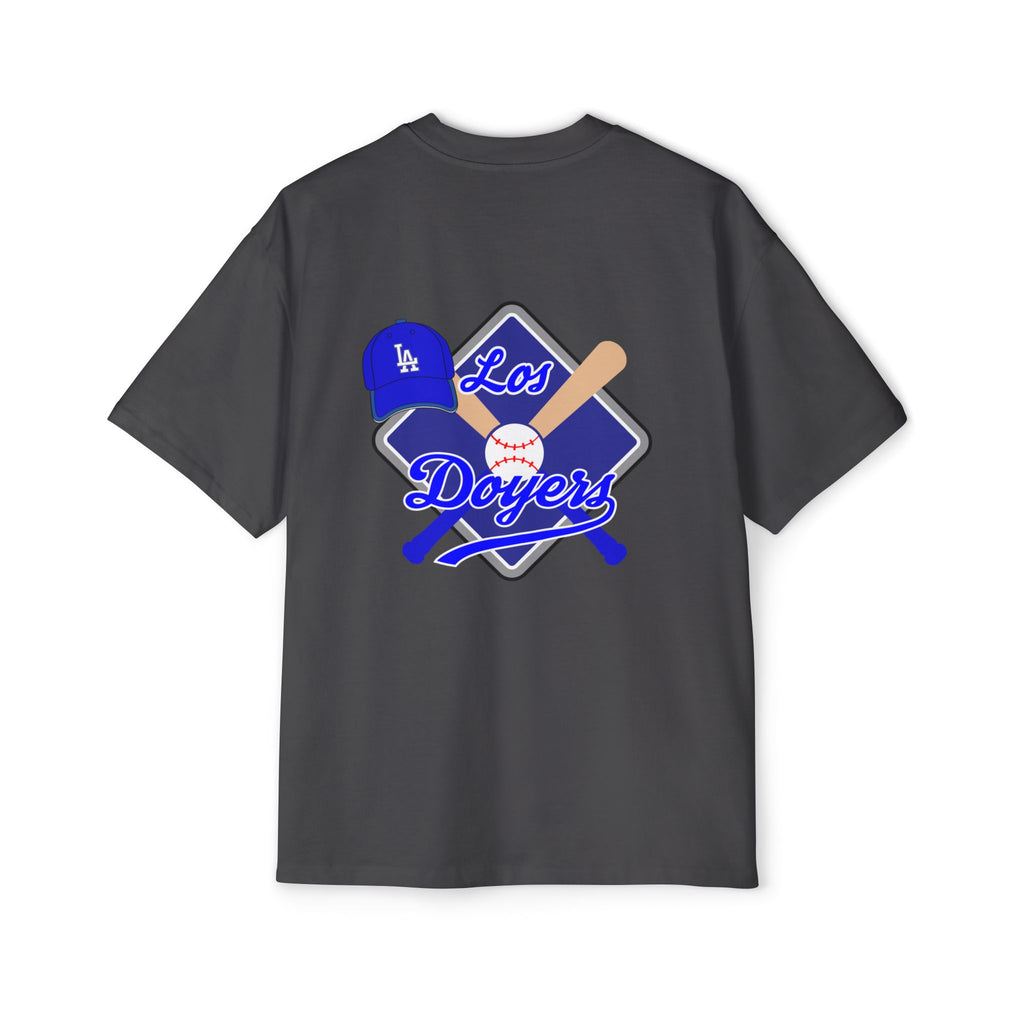 Los Dodgers Baseball Oversized Tee — Back Graphic Bat, Cap & Script Logo