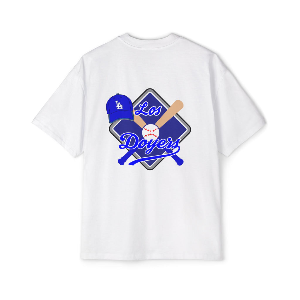 Los Dodgers Baseball Oversized Tee — Back Graphic Bat, Cap & Script Logo