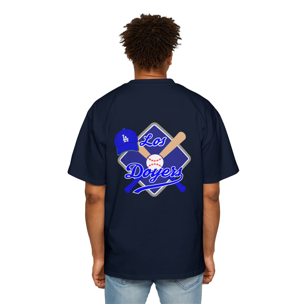 Los Dodgers Baseball Oversized Tee — Back Graphic Bat, Cap & Script Logo