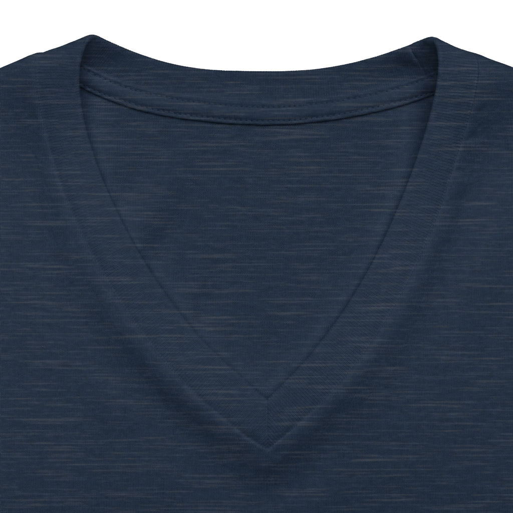 V-Neck Women's Relaxed Tee with Chest Logo — Casual Everyday Shirt