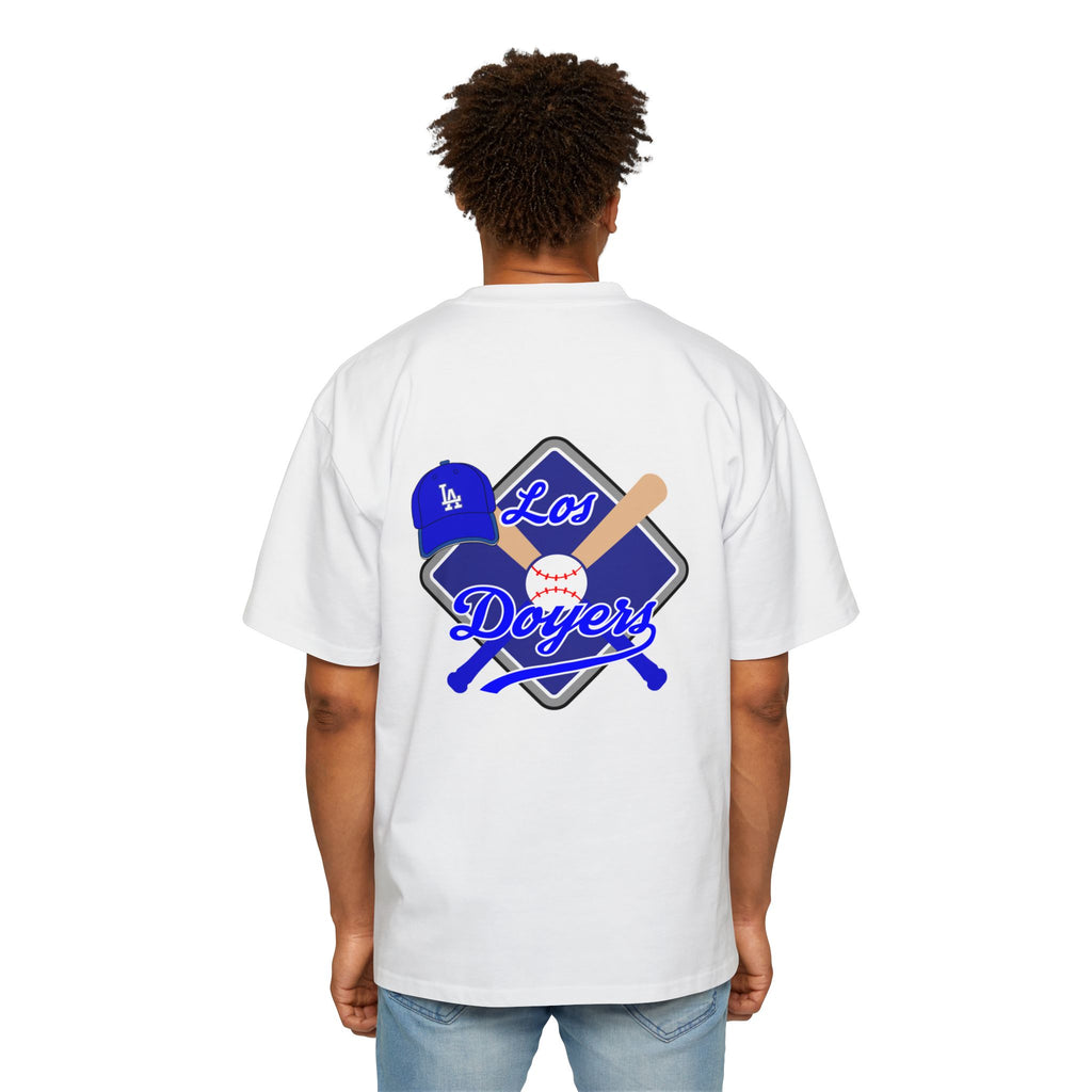 Los Dodgers Baseball Oversized Tee — Back Graphic Bat, Cap & Script Logo