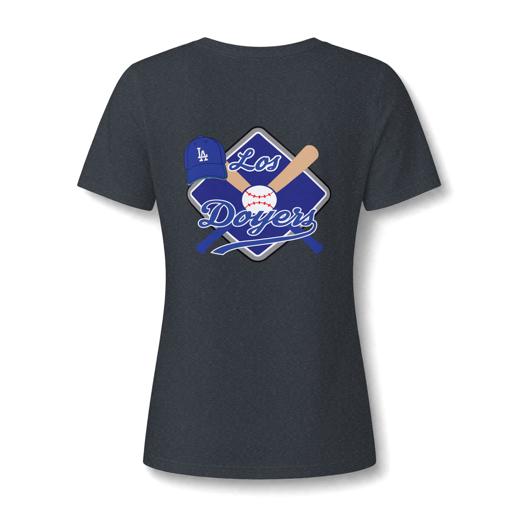 V-Neck Women's Relaxed Tee with Chest Logo — Casual Everyday Shirt