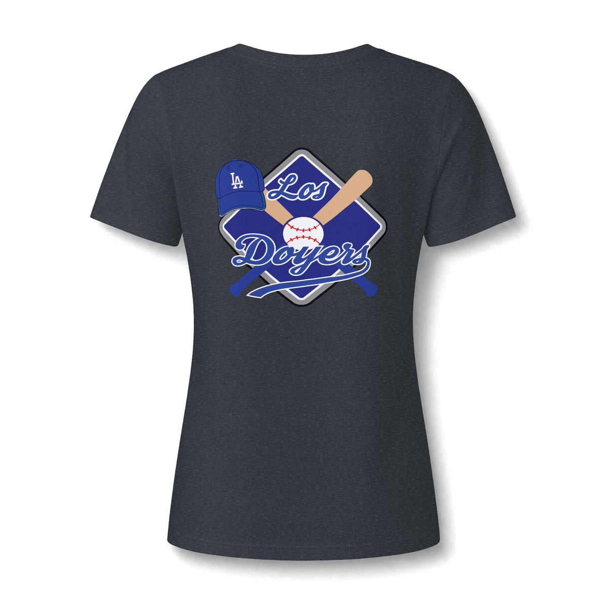 V-Neck Women's Relaxed Tee with Chest Logo — Casual Everyday Shirt