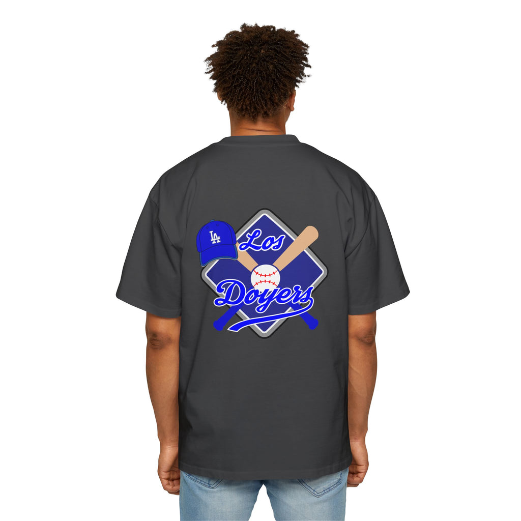 Los Dodgers Baseball Oversized Tee — Back Graphic Bat, Cap & Script Logo