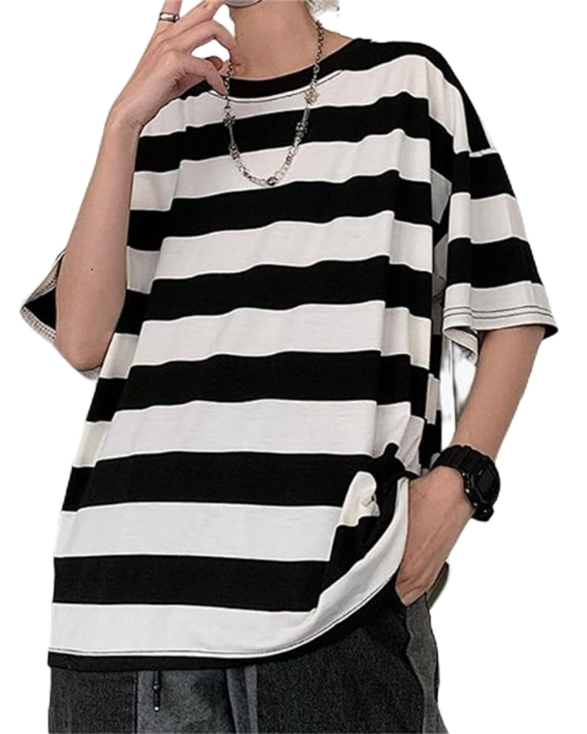 Harajuku Oversized Striped Long Sleeve T-Shirt