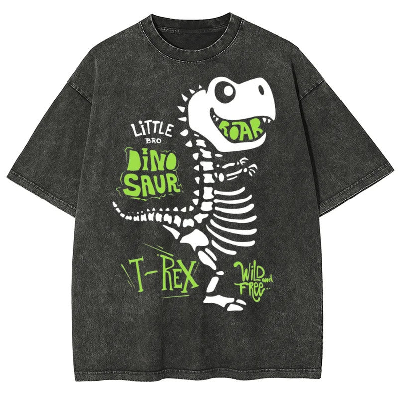 Hot Selling Summer Hip Hop Street Trend Skull Print T-Shirt Summer Cotton Washed Vintage Aged Short Sleeve
