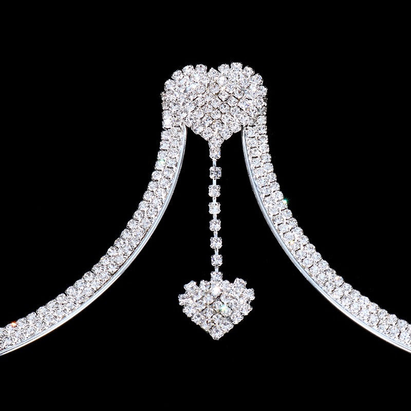 New Hot Selling Accessories Women's Double Heart Pendant Water Diamond Chest Holder Sexy Body Chain