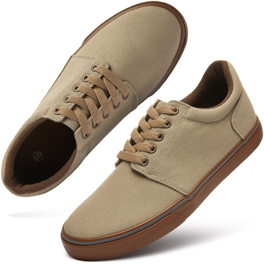 hash bubbie Mens Canvas Shoes Classic Mens Canvas Sneakers Low Top Tennis Shoes Lace up Comfortable Skate Casual Shoes （Mocha Brown.US10）