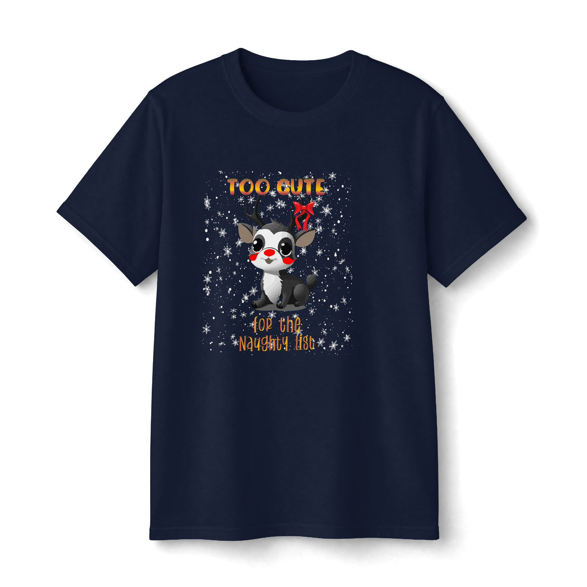 Girls' Graphic Tee — "Too Cute for the Naughty List" Cute Reindeer Christmas Shirt