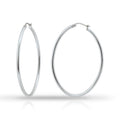 Hoops & Loops 925 Sterling Silver 2mm Oval Click-Top Hoop Earrings for Women 40mm