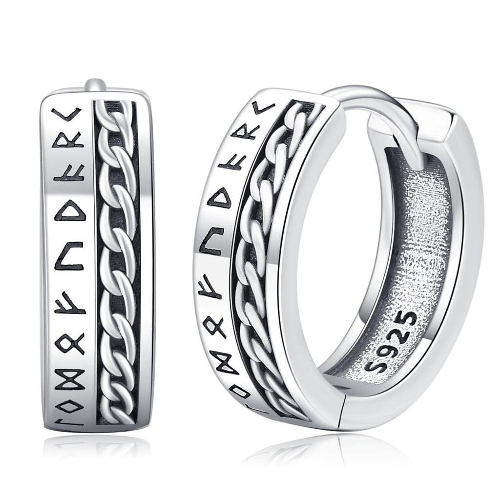 Men's Vikings Norse Rune Hoop Earrings