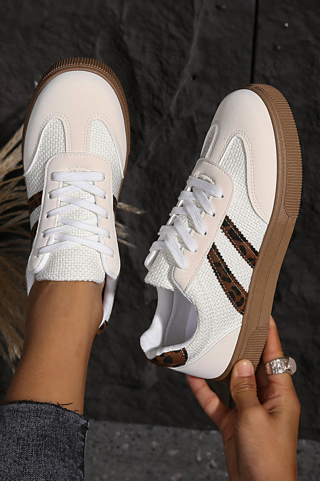 Lila Leather Patchwork Flat Sneakers-0