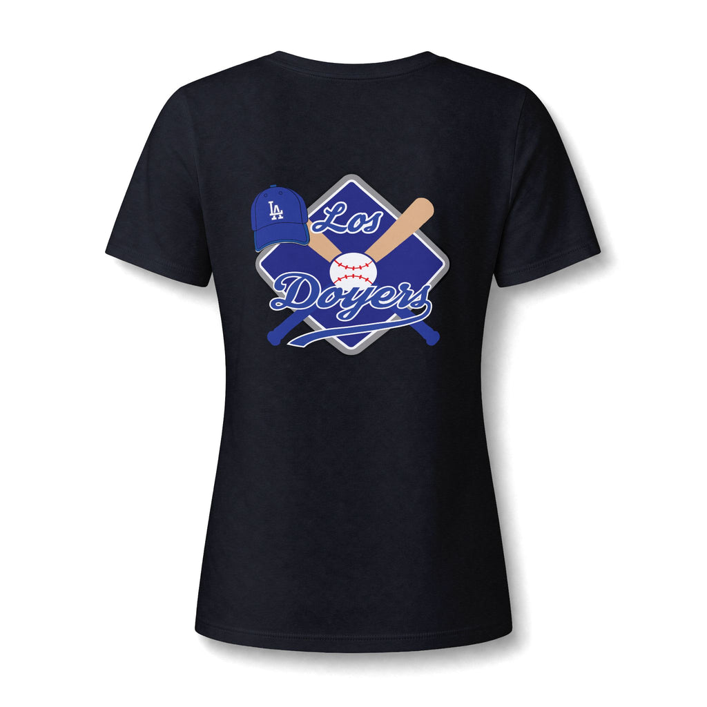 V-Neck Women's Relaxed Tee with Chest Logo — Casual Everyday Shirt