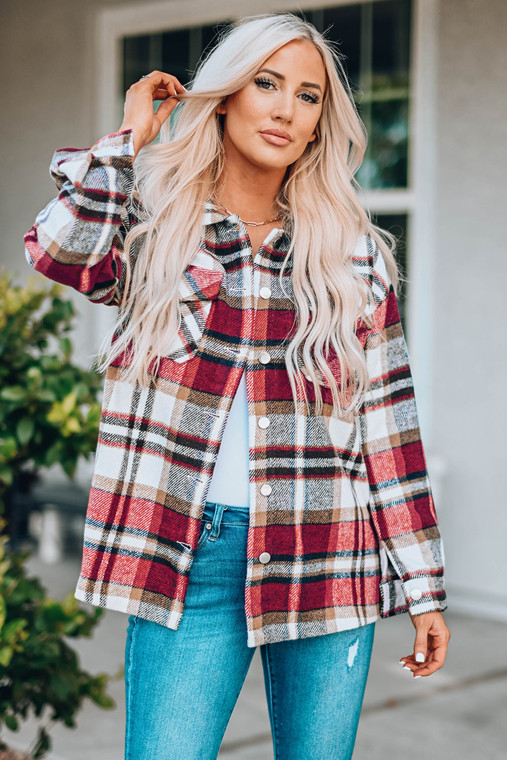 Keily Plaid Pocketed Shacket-3