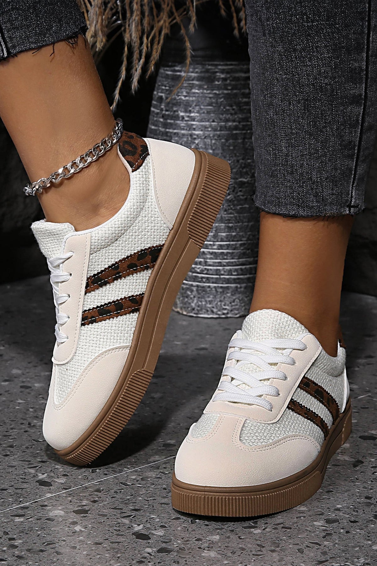 Lila Leather Patchwork Flat Sneakers-2