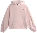PUMA Girls Sweatshirt - Performance Fleece Pullover Graphic Hoodie for Girls (7-16) Size 7 Pink/Heather/White
