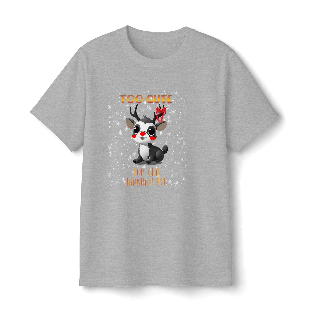 Girls' Graphic Tee — "Too Cute for the Naughty List" Cute Reindeer Christmas Shirt