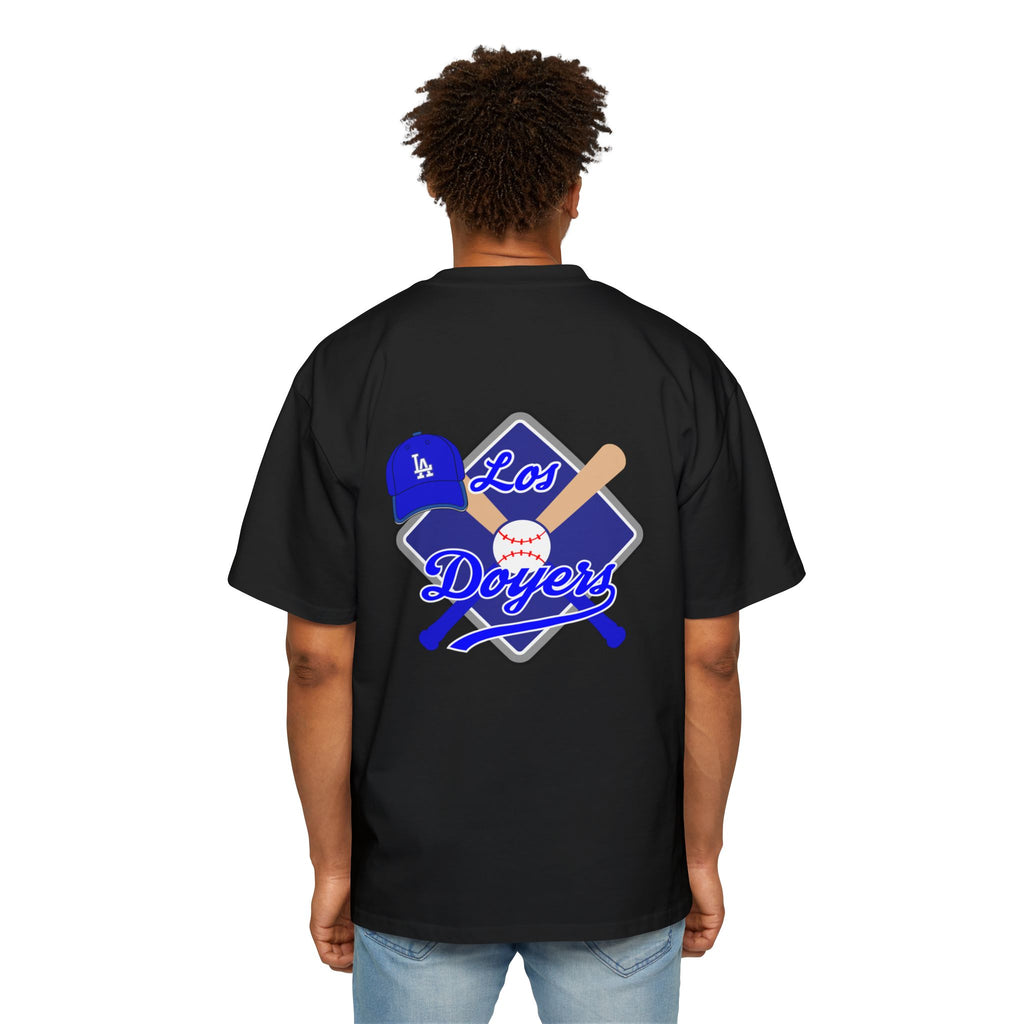 Los Dodgers Baseball Oversized Tee — Back Graphic Bat, Cap & Script Logo