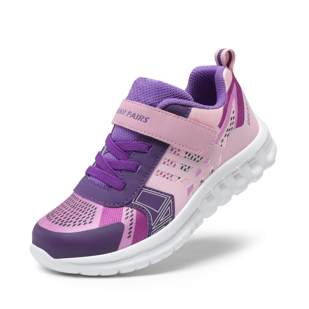 DREAM PAIRS Girls Boys Shoes Kids Tennis EZ-Ons Quicksteps School Sneakers Breathable Running Athletic ShoesSize 5 Big KidPink/PurpleKD18002K
