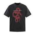 Streetwear Washed Snake Design Short Sleeve T-Shirt Men's  Personalized Loose Couple Top