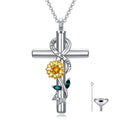 Sunflower Cross Cremation Urn Necklace