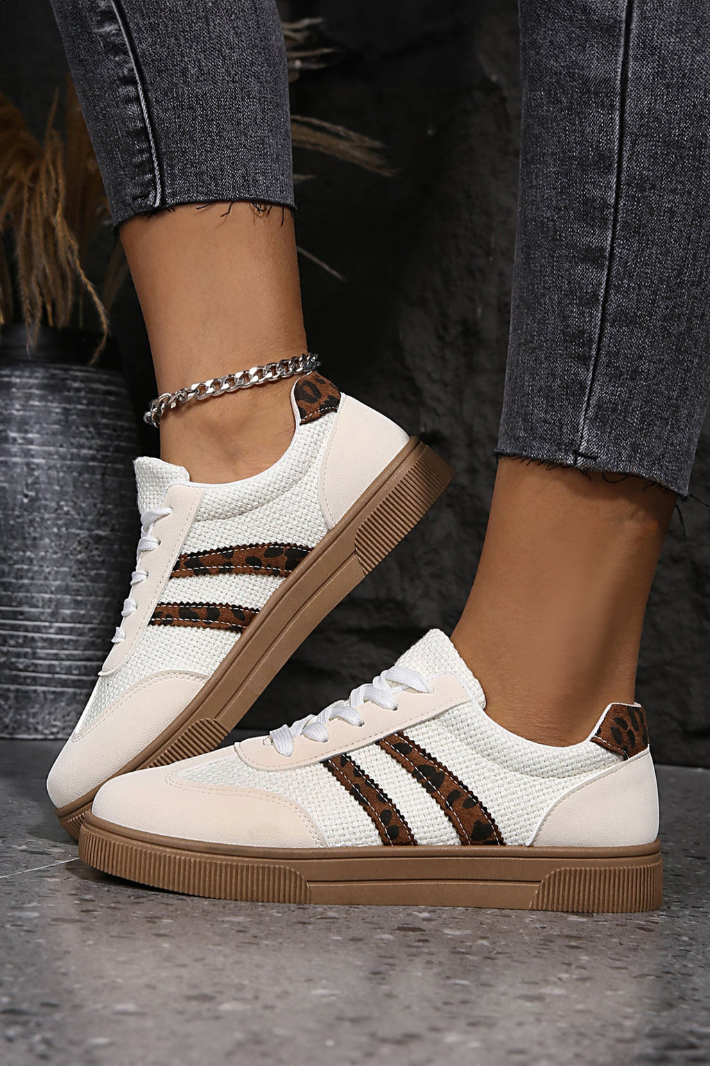 Lila Leather Patchwork Flat Sneakers-4