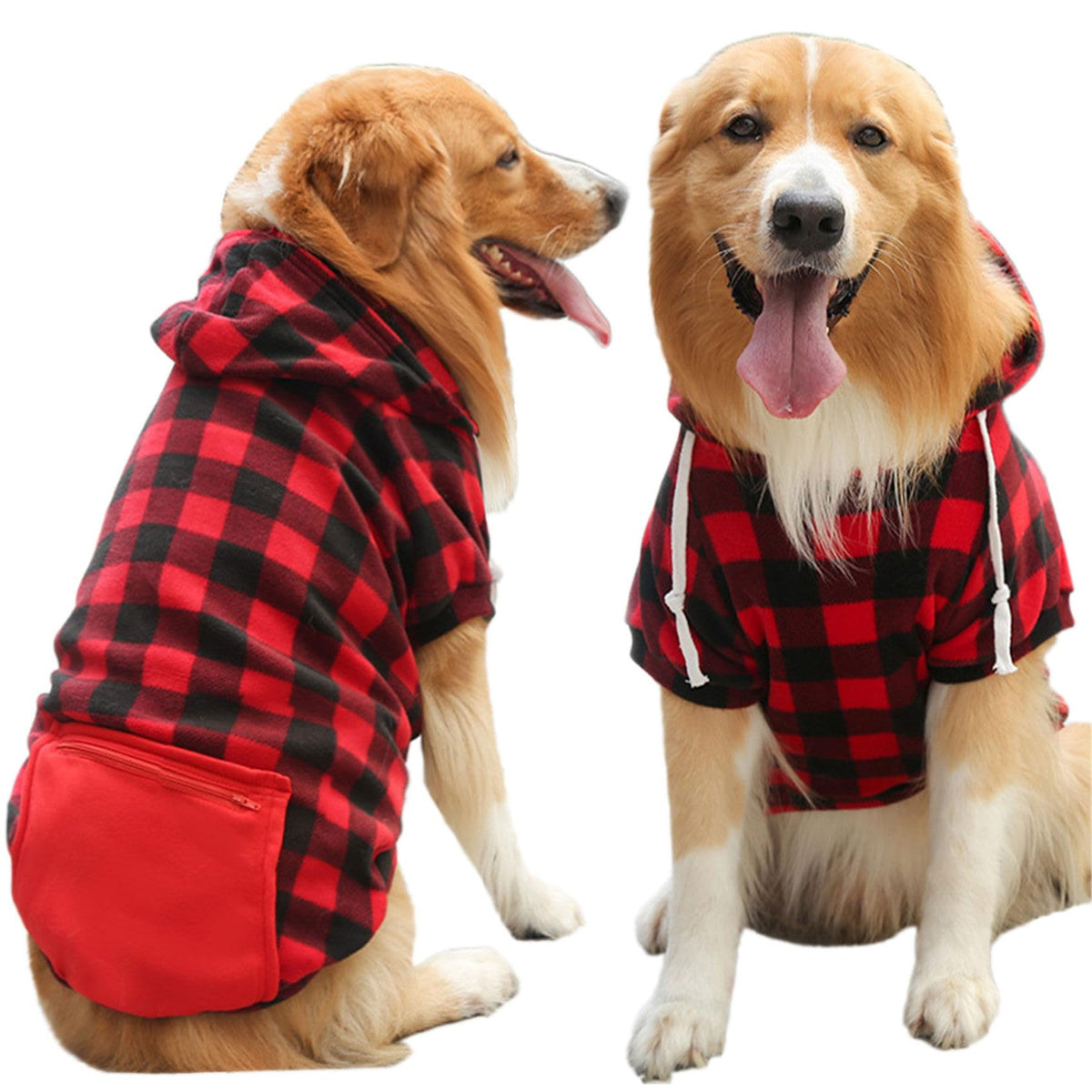 Plaid Dog Hoodie with Pocket