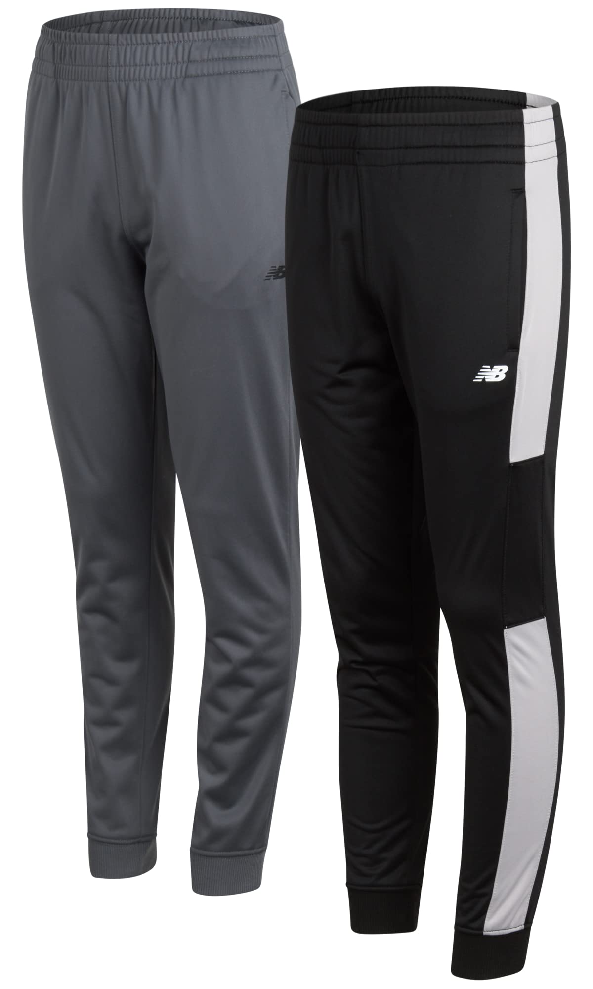 New Balance Boys Sweatpants - 2 Pack Athletic Tricot Jogger Pants for Boys - Breathable Performance Track Joggers (4-20) Size 18-20 Lead/Black