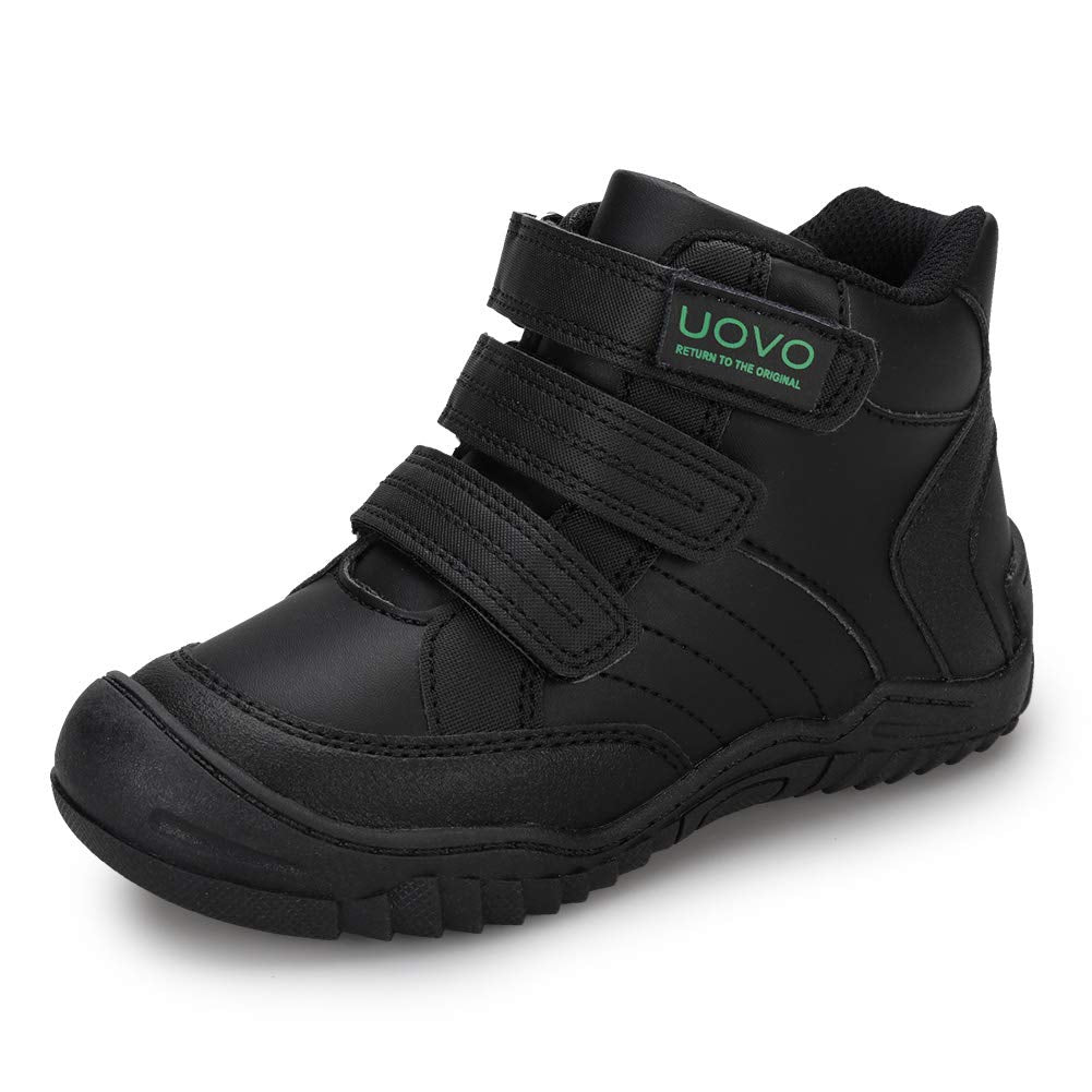 UOVO Boys Shoes Water Resistant Hiking Boots Kids Outdoor Walking Shoes Non Slip Ankle Athletic Sneaker Anti Collision Size 3.5 Big Kids Black