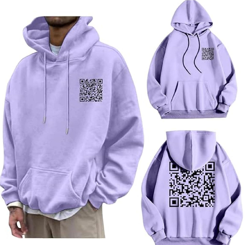 Funny Hoodies For MenFunny Qr Code HoodieFunny Fu Qr Code HoodieUnisex Hoodies For AdultsFuck you Qr Code SweatshirtRick Roll Scan Code Joke Winter HoodieFU005PurpleX-L