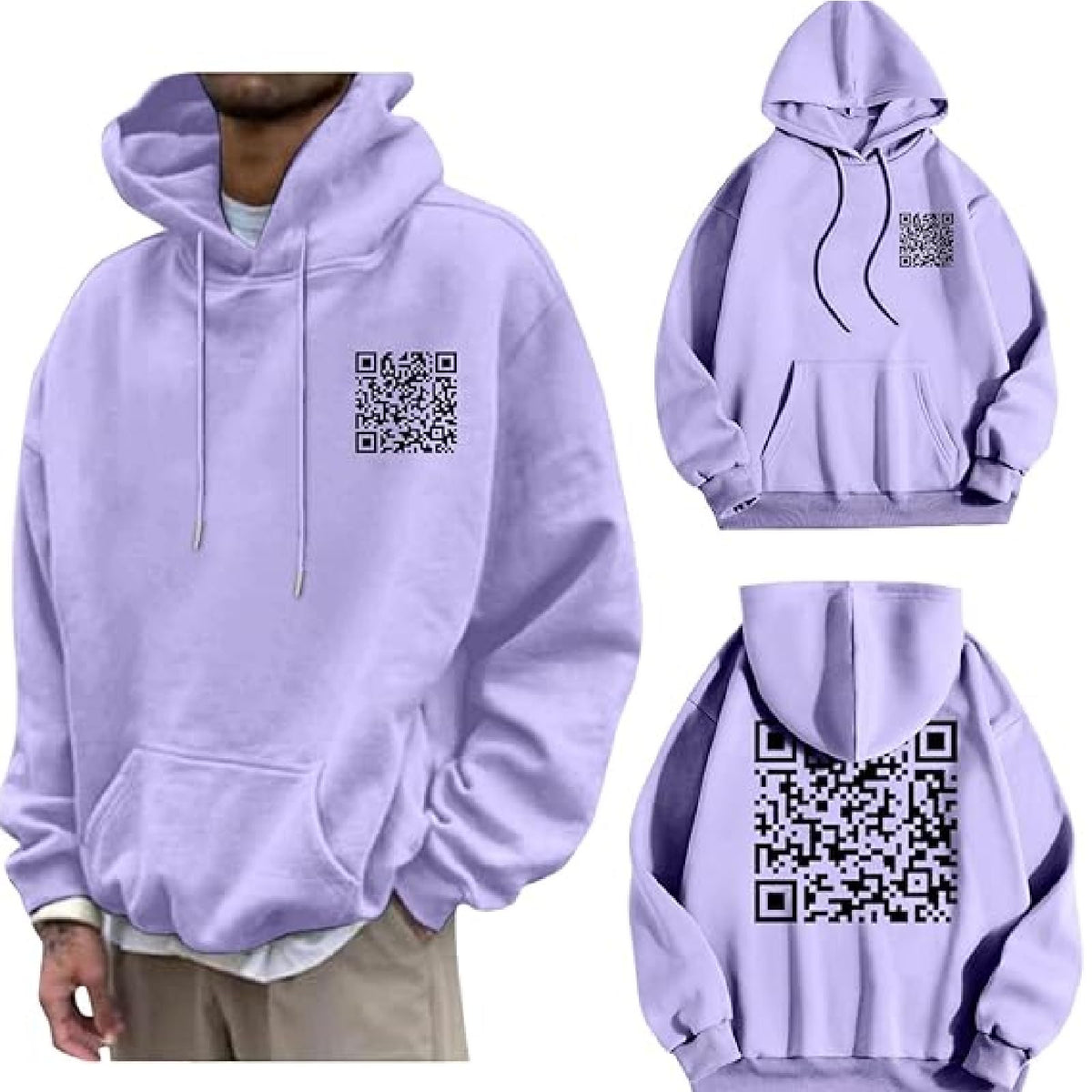 Funny Hoodies For MenFunny Qr Code HoodieFunny Fu Qr Code HoodieUnisex Hoodies For AdultsFuck you Qr Code SweatshirtRick Roll Scan Code Joke Winter HoodieFU005PurpleX-L
