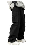 SHENHE Mens Elastic Waist Drawstring Loose Outdoor Hiking Streetwear Cargo Pants Black M